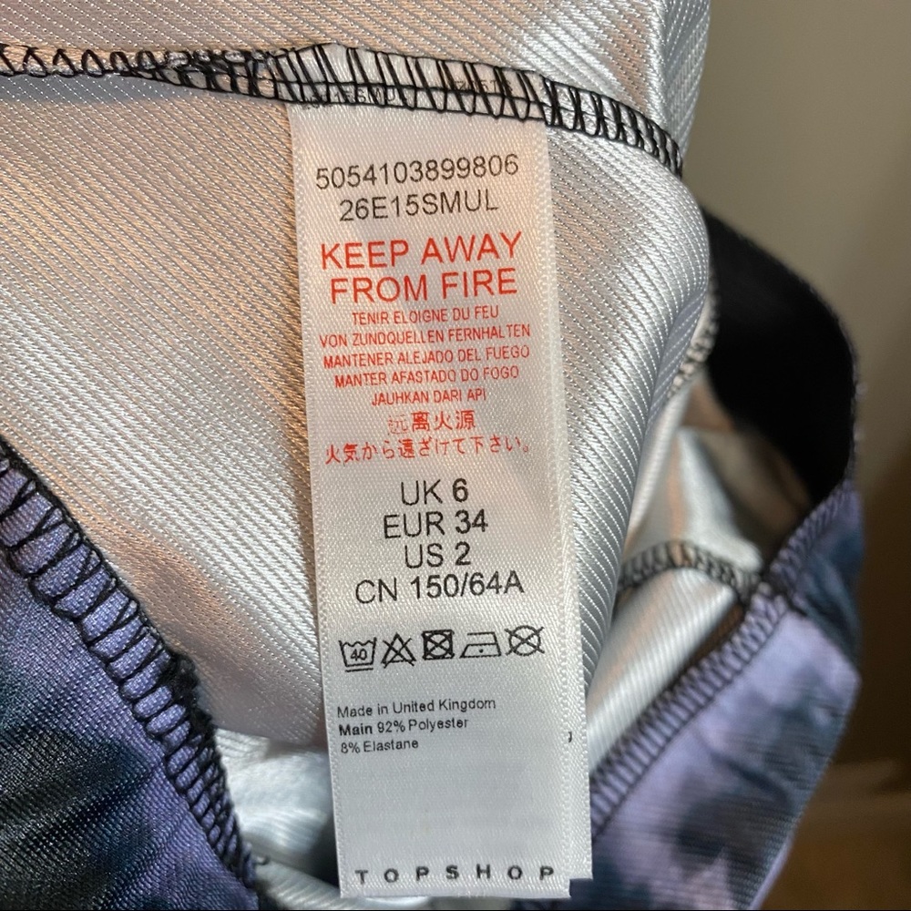 NWT Topshop Lightning Tie Dye Flared Leggings - Size 2 Petite - Picture 7 of 7